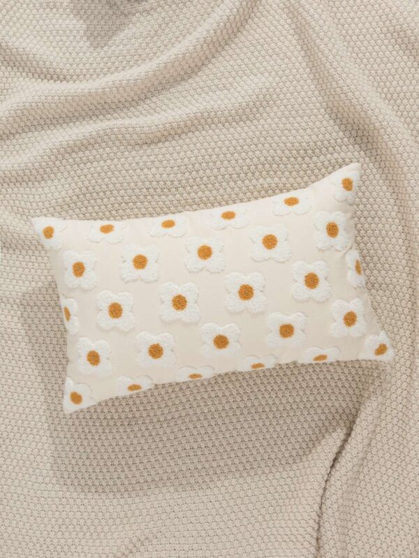 Funda de almohadon con bordado de flor QUIERODECO