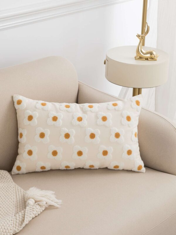 Funda de almohadon con bordado de flor QUIERODECO