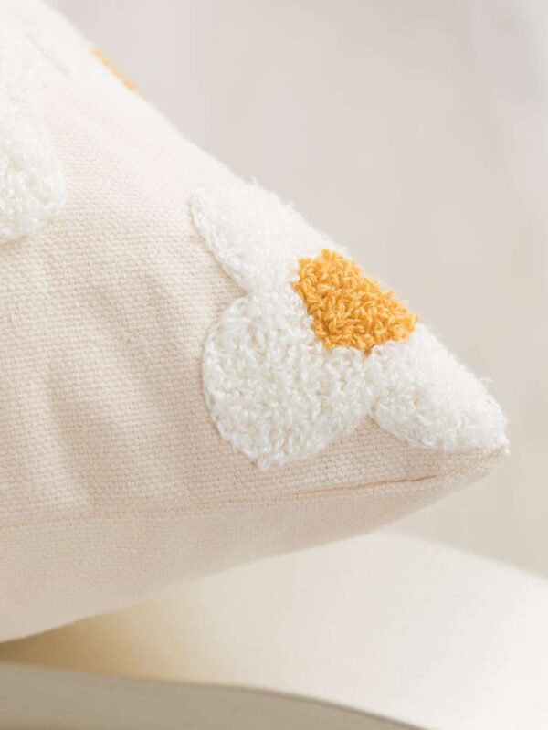 Funda de almohadon con bordado de flor QUIERODECO