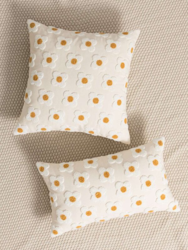 Funda de almohadon con bordado de flor QUIERODECO