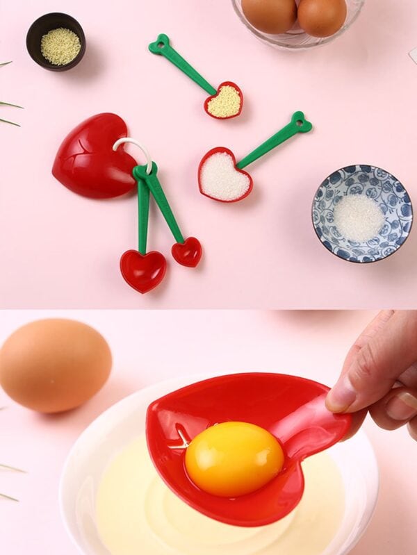 5 piezas de cucharas medidoras con diseño de corazón QUIERODECO