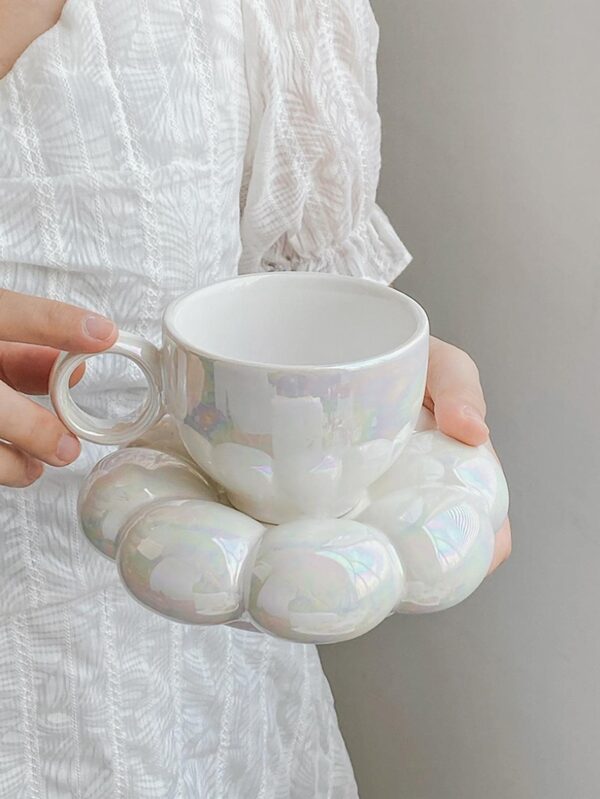 Set taza de porcelana con plato de flor QUIERODECO