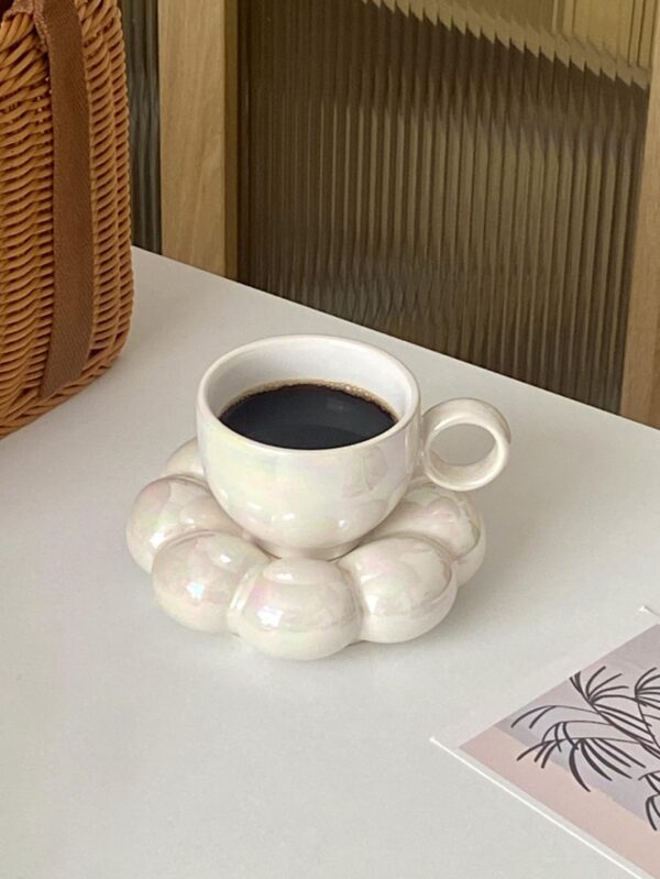 Set taza de porcelana con plato de flor QUIERODECO