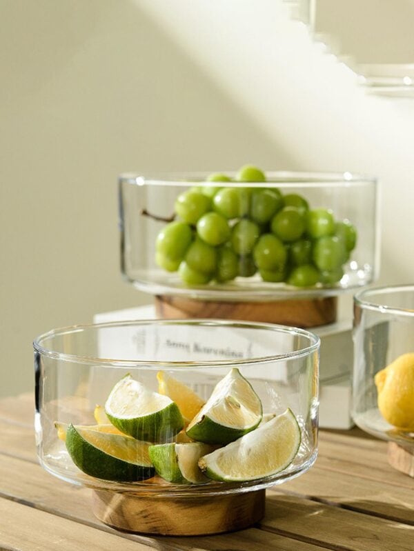 Plato de Vidrio con Base de Madera QUIERODECO