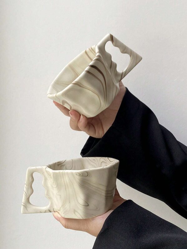 Taza original de cerámica octagonal con estilo de tinta QUIERODECO