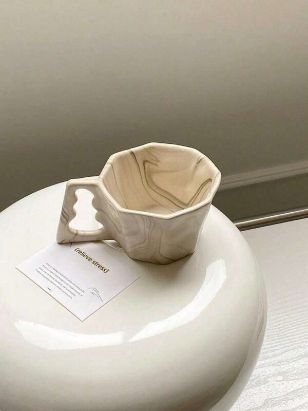 Taza original de cerámica octagonal con estilo de tinta QUIERODECO