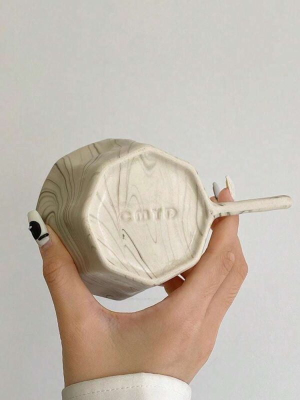 Taza original de cerámica octagonal con estilo de tinta QUIERODECO