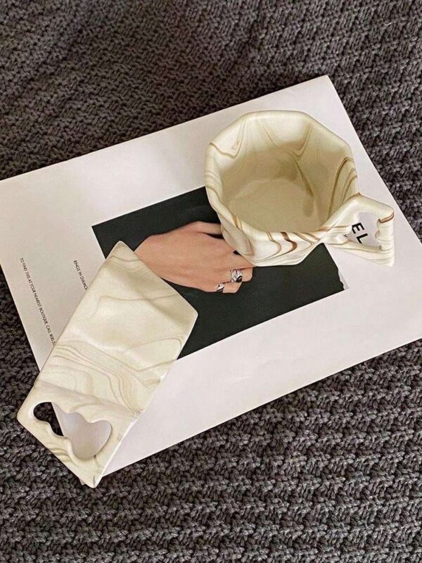 Taza original de cerámica octagonal con estilo de tinta QUIERODECO