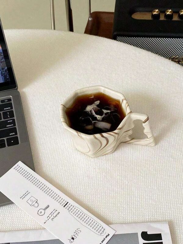Taza original de cerámica octagonal con estilo de tinta QUIERODECO