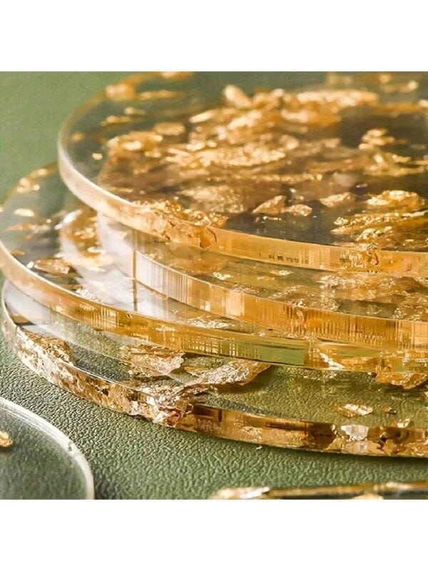 Juego de posavasos acrílicos Golden Flake QUIERODECO