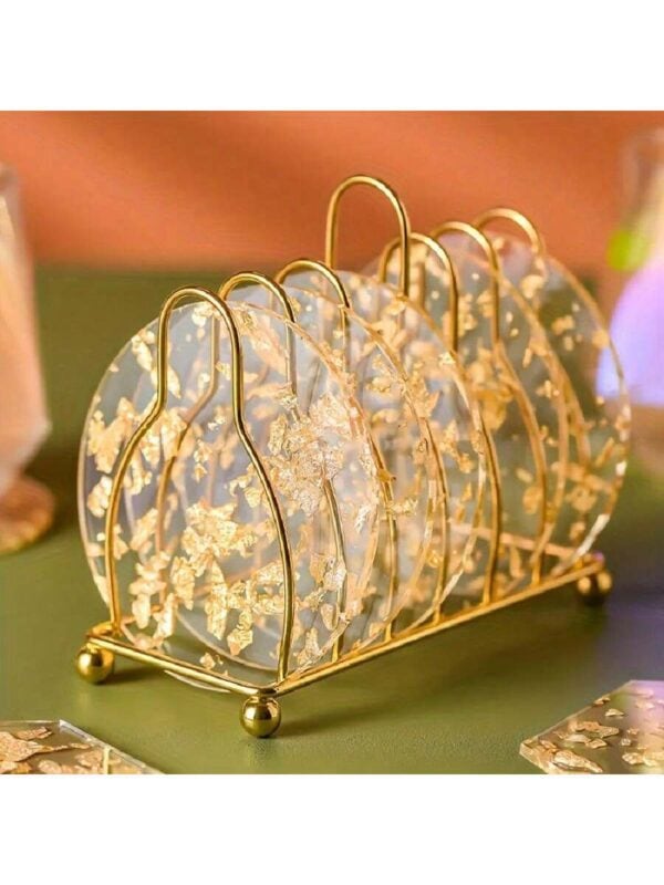 Juego de posavasos acrílicos Golden Flake QUIERODECO