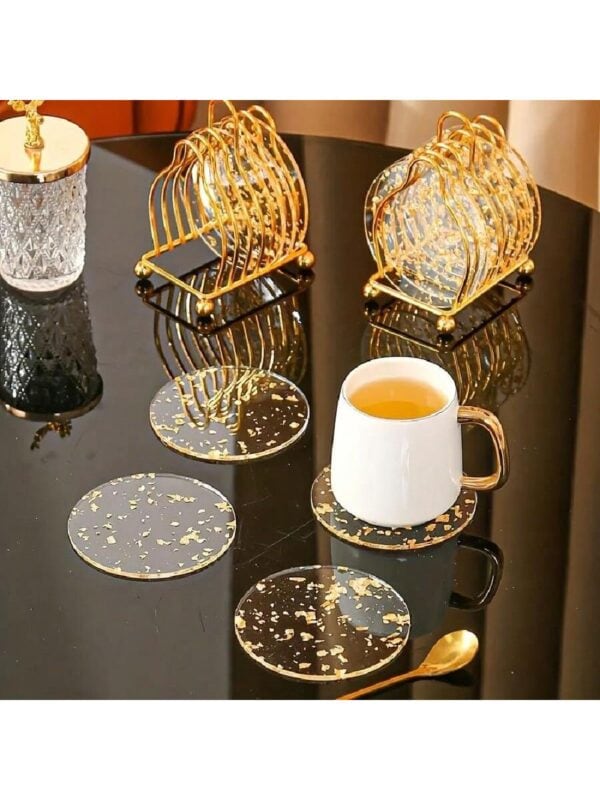 Juego de posavasos acrílicos Golden Flake QUIERODECO