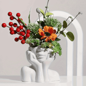 Florero Cerámico Artístico en Forma de Cara
