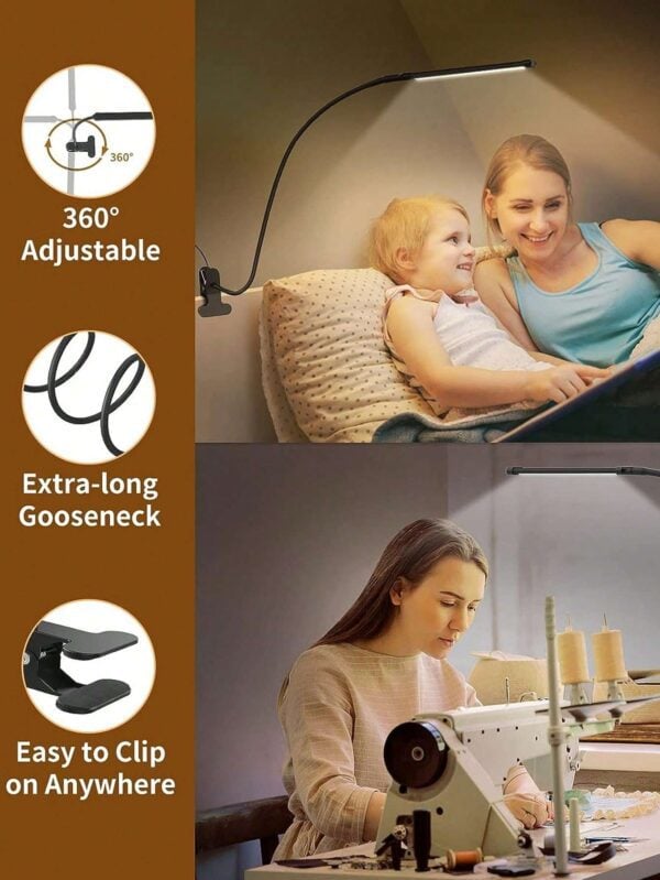 Lámpara de escritorio led con clip y brazo flexible - Velador QUIERODECO