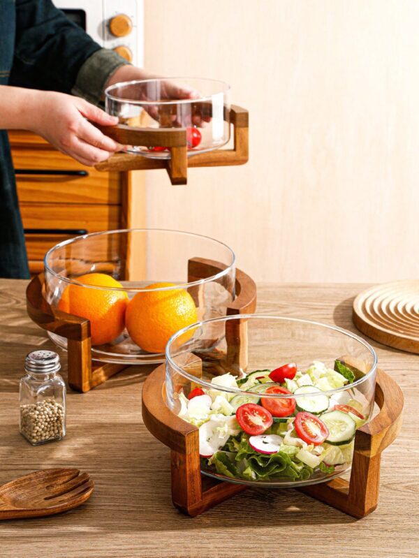 Plato de Vidrio con Base de Madera QUIERODECO
