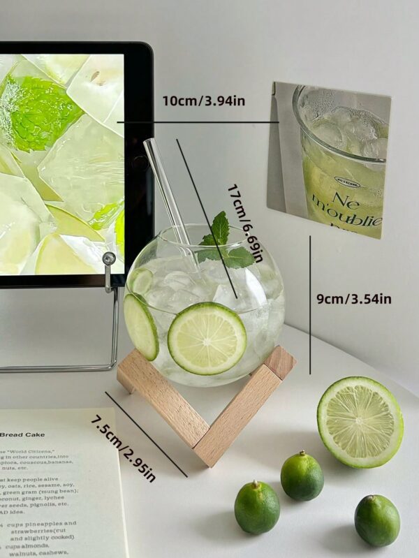 Vaso de vidrio de borosilicato con base y sorbete QUIERODECO