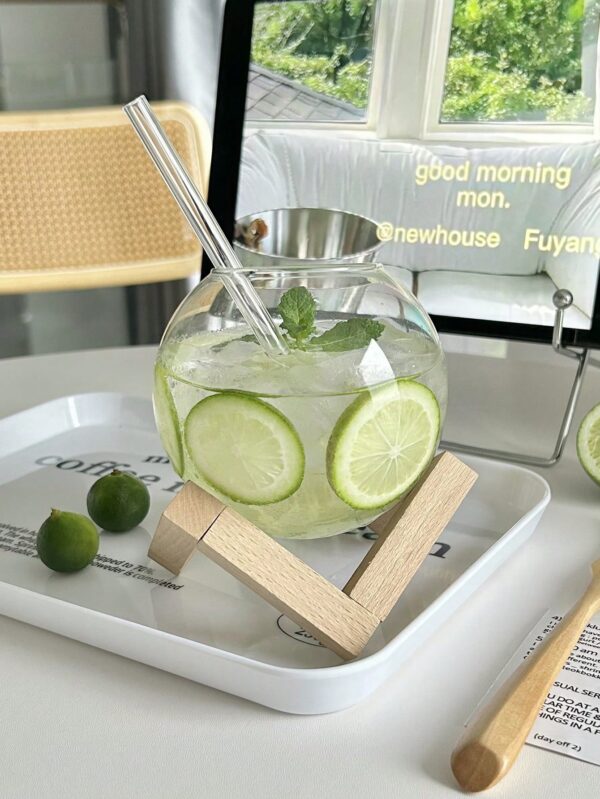 Vaso de vidrio de borosilicato con base y sorbete QUIERODECO