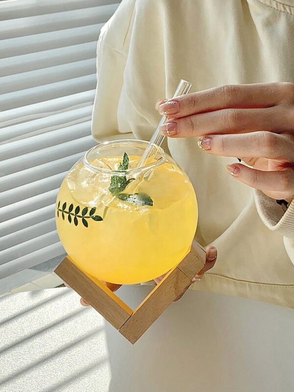 Vaso de vidrio de borosilicato con base y sorbete QUIERODECO