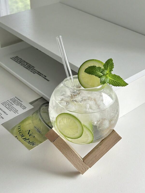 Vaso de vidrio de borosilicato con base y sorbete QUIERODECO