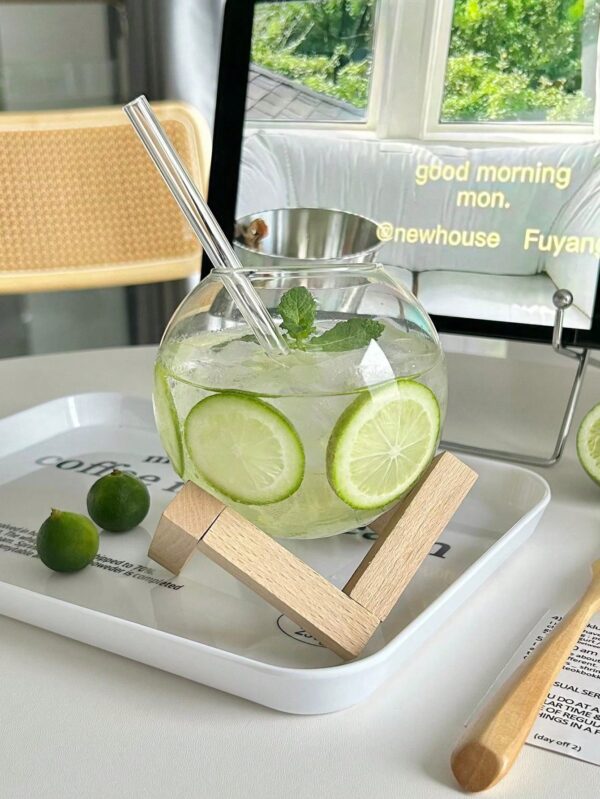 Vaso de vidrio de borosilicato con base y sorbete QUIERODECO