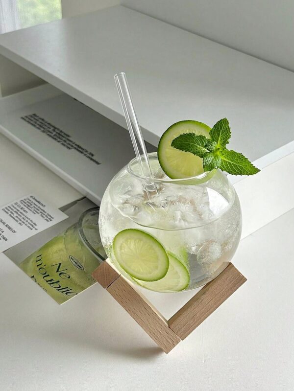 Vaso de vidrio de borosilicato con base y sorbete QUIERODECO