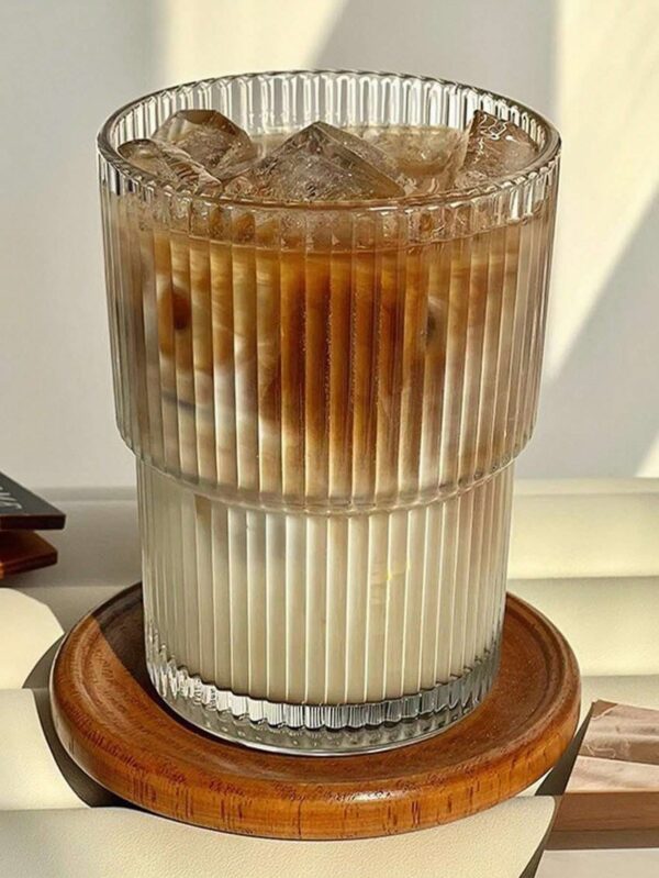 Vaso de vidrio transparente con rayas verticales QUIERODECO