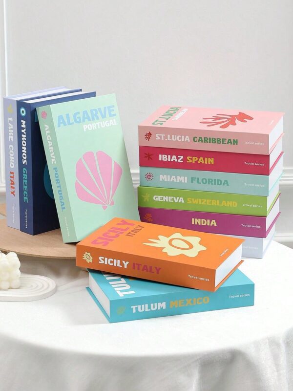 Modelo decorativo de libro falso inspirado en viajes QUIERODECO