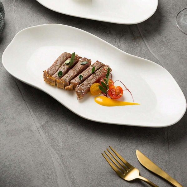 Plato de Cerámica Blanco de Estilo Occidental QUIERODECO