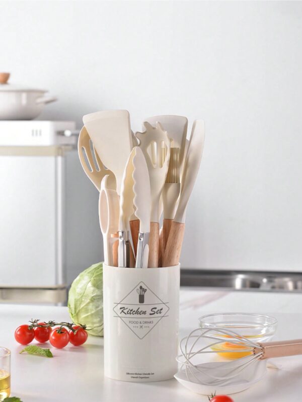 Juego de utensilios de cocina de silicona de 14 piezas con soporte QUIERODECO