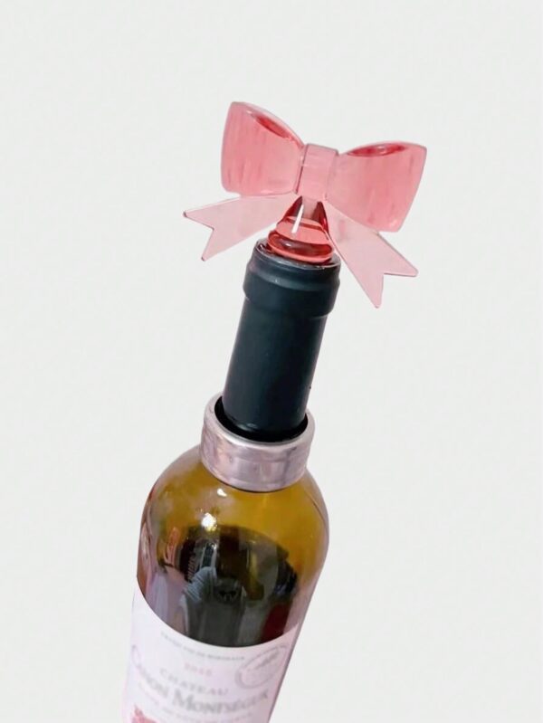 Tapón De Botella De Vino Tinto Con Lazo Rosa De Silicona QUIERODECO