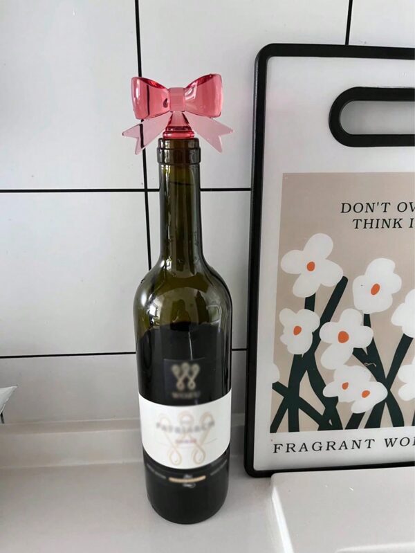 Tapón De Botella De Vino Tinto Con Lazo Rosa De Silicona QUIERODECO