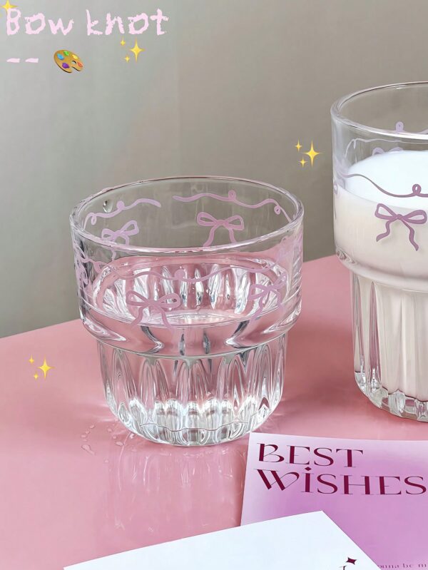 Vaso de vidrio rosa con lazo QUIERODECO