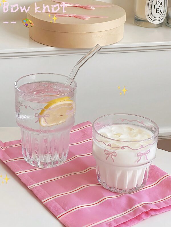 Vaso de vidrio rosa con lazo QUIERODECO