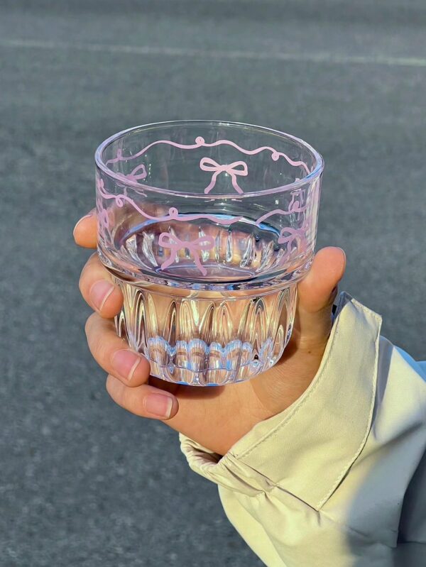 Vaso de vidrio rosa con lazo QUIERODECO