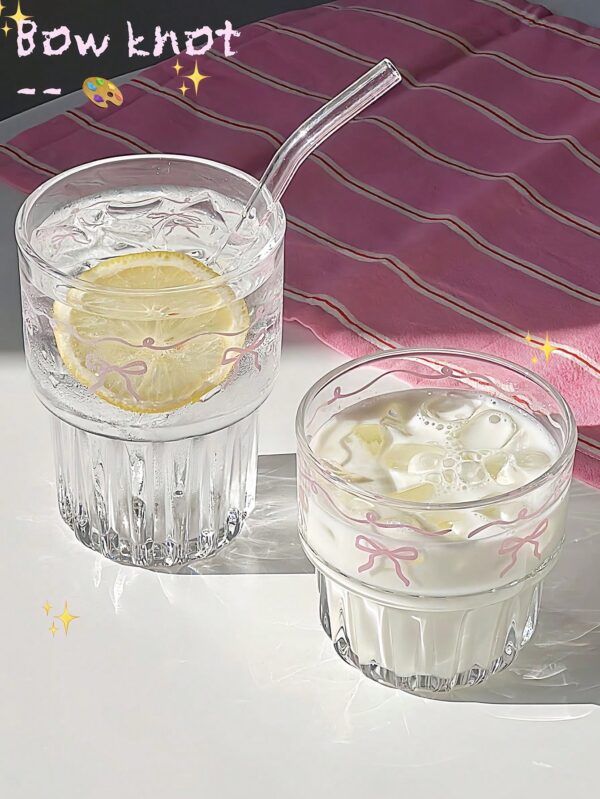Vaso de vidrio rosa con lazo QUIERODECO