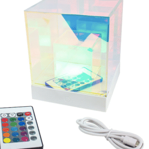 Velador Lámpara De Escritorio Cubo Led 3d Espejo Colores Usb